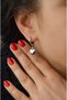 Heart Pendant Steel Hoop Earrings Silver Color - 3