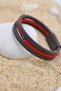 Men's Leather Bracelet Black Red - 2