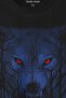 Gray Wolf in the Wild Forest at Night Claret Red Wolf with Blue Eyes Wolf Printed T-Shirt Unisex T-shirt - 2
