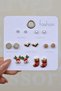 New Year's Christmas Themed Earring Set 7 Pairs Pearl Solitaire Heart Stone New Year's Gift Earring Set Gold Color - 3