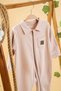 Baby Girl Boy Pink Plain Seasonal Cotton Jumpsuit with Pocket Zipper - 3