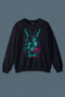 Navy Blue Sweatshirt Mask Hannya Demon Japanese Japanese Mask Oni Printed Unisex Sweat