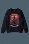 سويت شيرت أزرق داكن مطبوع للجنسين من Eddie Munson Hell Fire Club Hellfire Tour