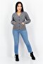 Women V-Neck Long Sleeve Embroidered Logo Cardigans, Grey - 3