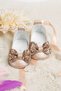 Stoned Genuine Leather Baby Girl Ballerina Flats Salmon