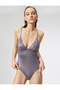 Shiny Covered Thin Strap Basic Swimsuit - 3