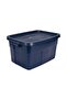 Roughneck Storage Tote with Snap-On Lid, 14 Gallon, Shatter-Resistant Polyethylene, Stackable with Built-In Handles, Approx 23.9 x 15.9 x 12.25 in, Everyday Storage, Dark Indigo Metallic