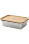 365+ 1 Lt Bamboo Steel 21x15x7 Cm Vacuum Rectangular Stainless Steel Storage Container with Bamboo Lid