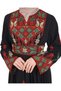 Chiffon Kanfa O Collar Traditional Embroidered Openwork Women's Dress M-3Xl C100024 Black - 8