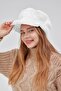 Women's Plush Newsboy Winter Hat White