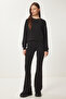 Crew Neck Top and Bottom Set Black Lxr0008 - 2