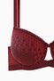 Lace Low-Cut Bra with Cross Rubber Detail - Unpadded - Fashion - 2511 - Burgundy - 2