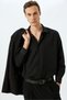 Long Sleeve Cotton Blended Half Italian Neckline Slim Fit Shirt