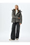 Inflatable Coat Hooded Quilted Zippered Snap Button Pocket - 2