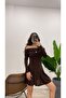 Women's Madonna Collar Pleated Mini Sendy Dress - 3