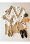 Beige Short Stamp Gilet Dress Mother and Daughter Combination (Sold Single) - 4