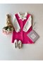 Girl's Pink Stamped Winter V-Neck Gilet Dress - 2