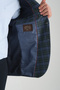 Nina Men's Navy Blue - Green Plaid Slim Fit Mono Collar Sports Blazer Jacket - 3