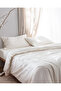Perline King Size 100% Cotton Ruffle Duvet Cover Set - Ecru/Beige - 3