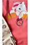 Girl's Long Sleeve Alarm Clock and Sleepy Bear Patterned 100% Pink Beige Cotton Pajama Set - 3