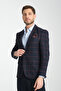 Plaid Pattern Mono Neck Slim Fit Blazer Single Jacket