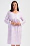 Women's Plus Size 2 Thread Long Sleeve Pink Nightgown C6T0N7O161