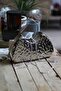 Women's Silver Stone Texture Metallic Oval Hold Form Evening Dress Clutch Bag - 2