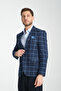 Plaid Pattern Mono Neck Slim Fit Blazer Single Jacket - 3