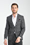 Mario Men's Black Plaid Slim Fit Mono Collar Sports Blazer Jacket