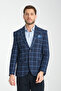 Plaid Pattern Mono Neck Slim Fit Blazer Single Jacket