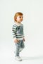 Striped Bear Printed Seasonal Long Sleeve Cycling Collar Bottom 3-6-9-12-18 Months Baby Boy Set - 3