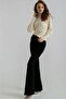 Vanessa High Waist Lycra Jet Black Spanish Flare Jeans Trousers - 4