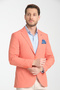 Arunte Men's Orange Linen Look Slim All-Season Slim Fit Blazer Jacket
