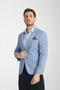 Odessa Men's Navy Blue Self-Patterned Seasonal Mono Collar Slim Fit Blazer Jacket
