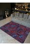 Fiori Navy Blue Claret Red Ethnic Pattern Woven Base Decorative Carpet 1752 - 2