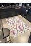 Pink Beige Themed Geometric Square Patterned Modern Decorative Carpet 1952 - 2