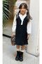 Black Stamp Girl's Winter V-Neck Gilet Dress - 2