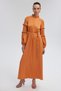 Belted Balloon Sleeve Satin Dress - 2