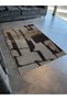 Black Beige Themed Abstract Abstract Patterned Creative Modern Decorative Carpet 3006 - 3