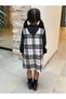 Black-White Plaid Girl's Winter V-Neck Gilet Dress - 3