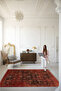 Red Themed Traditional Motif Ethnic Abstract Patterned Decorative Carpet 1661 - 3
