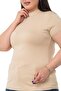 Plus Size Half Fisherman Short Sleeve Viscose Beige Body - 4