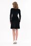 Apsen Women's Black Turtleneck Tie Detailed Winter Velvet Flared Short Dress 4461-95 - 7