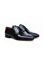 Dark Blue Color Lace-Up Genuine Leather Men's Shoes