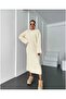 Dress Crew Neck Knitted Pattern Long Knitwear Dress