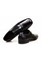Black Color Lace-Up Genuine Leather Men's Shoes - 2