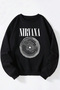 Nirvana Westıbule Printed Women'S/Men's Black Crew Neck Cotton Sweatshirt