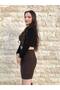 Women's Gold Buttoned Tweed Skirt - 3