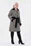 Small Size Knitwear Steel Knit Hijab Belted Wool Patterned Mother Long Thick Winter Women's Cardigan - 7