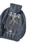 Anthracite Unisex Oversized Hoodie - Manifest 444 Protection Printed Kangaroo Pocket Sweatshirt - 4